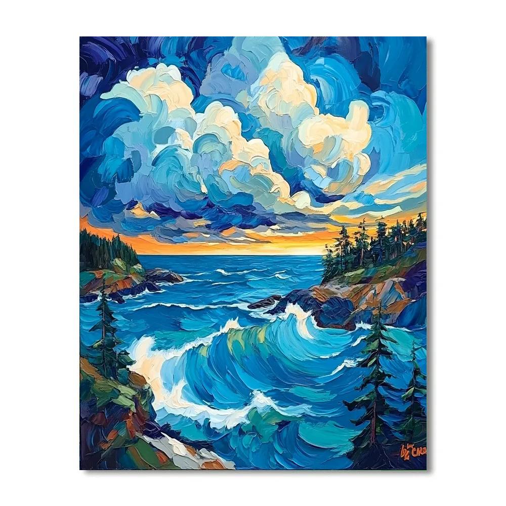 Emily Carr Inspired Stormbreak Over Pacific Inlet Painting by numbers kit