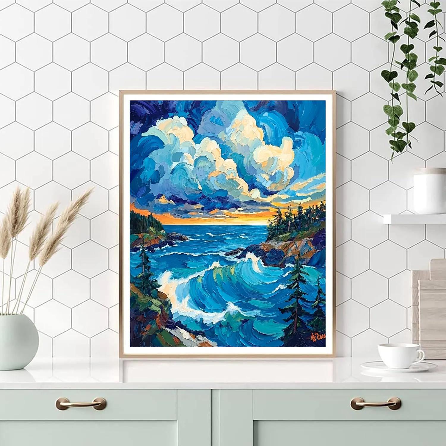 Emily Carr Inspired Stormbreak Over Pacific Inlet Painting by numbers kit