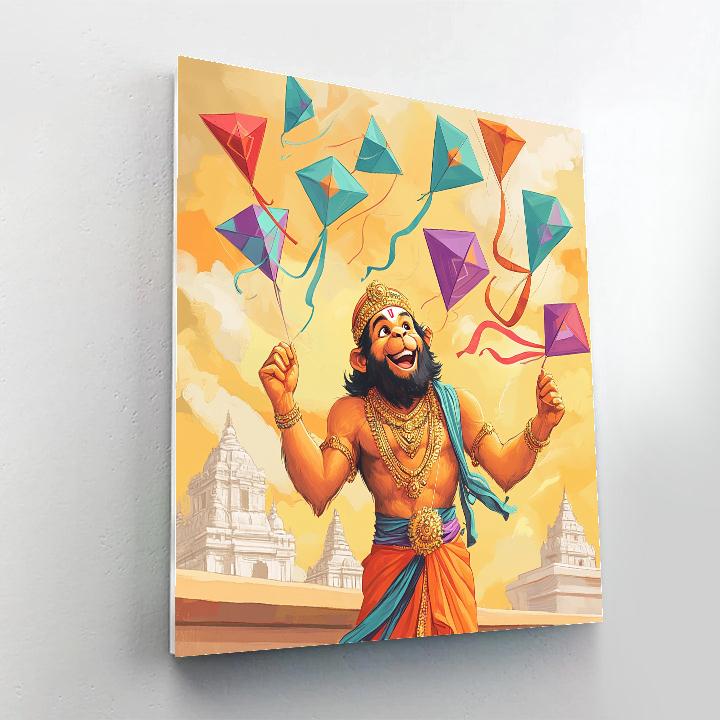 Saffron Sky Hanuman Kite Festival paint by numbers