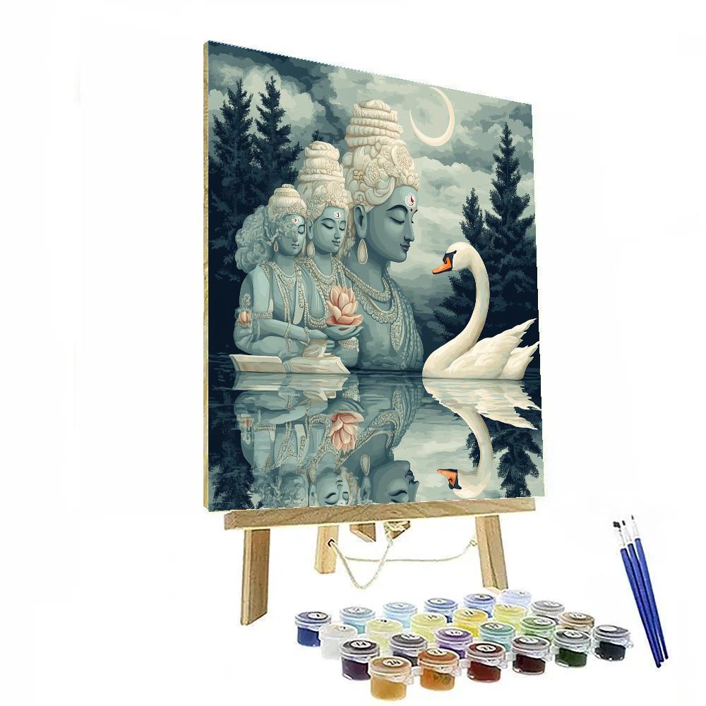 Brahma With Swan Over Mirror Lake paint by number