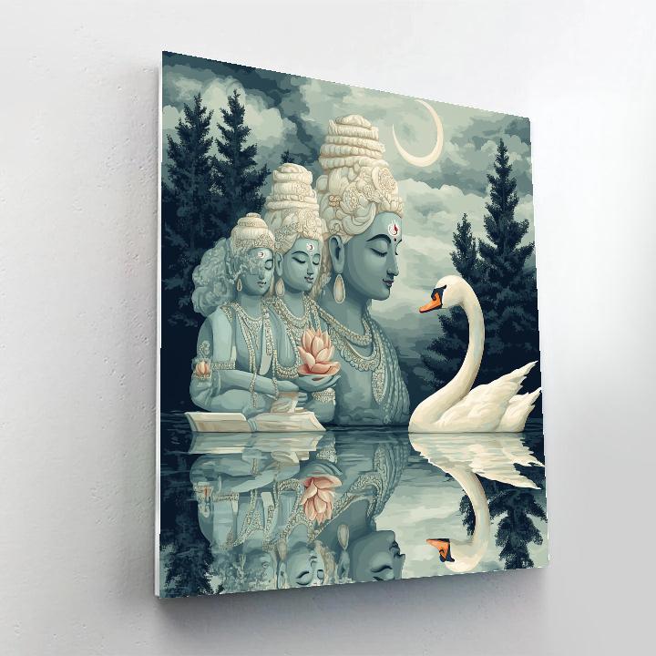 Brahma With Swan Over Mirror Lake paint by number