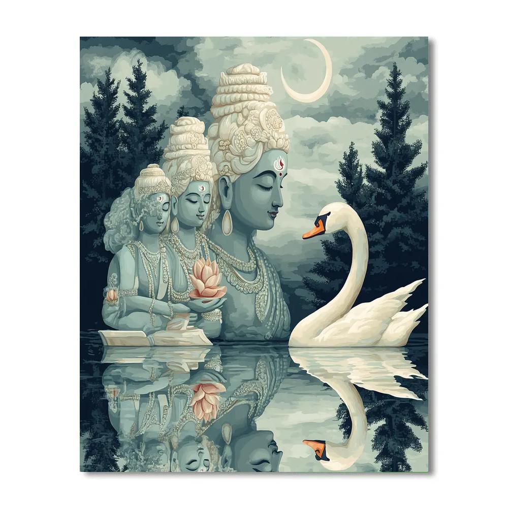 Brahma With Swan Over Mirror Lake paint by number