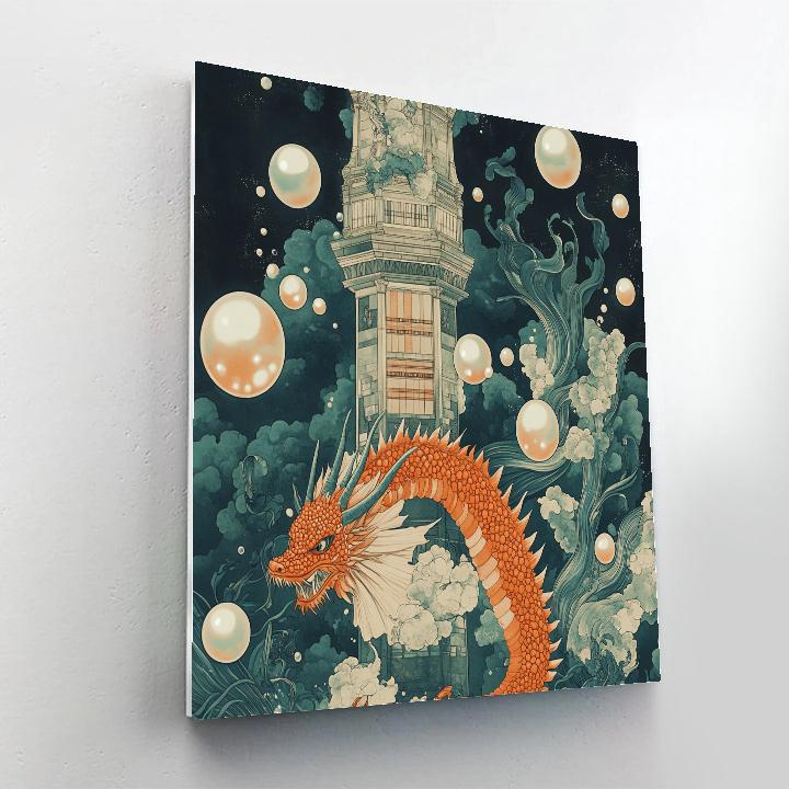 Undersea Library Dragon Reliquary Number painting