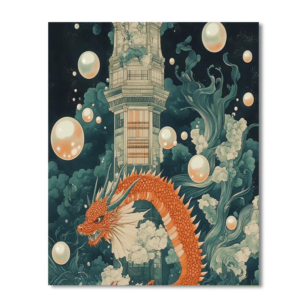 Undersea Library Dragon Reliquary Number painting