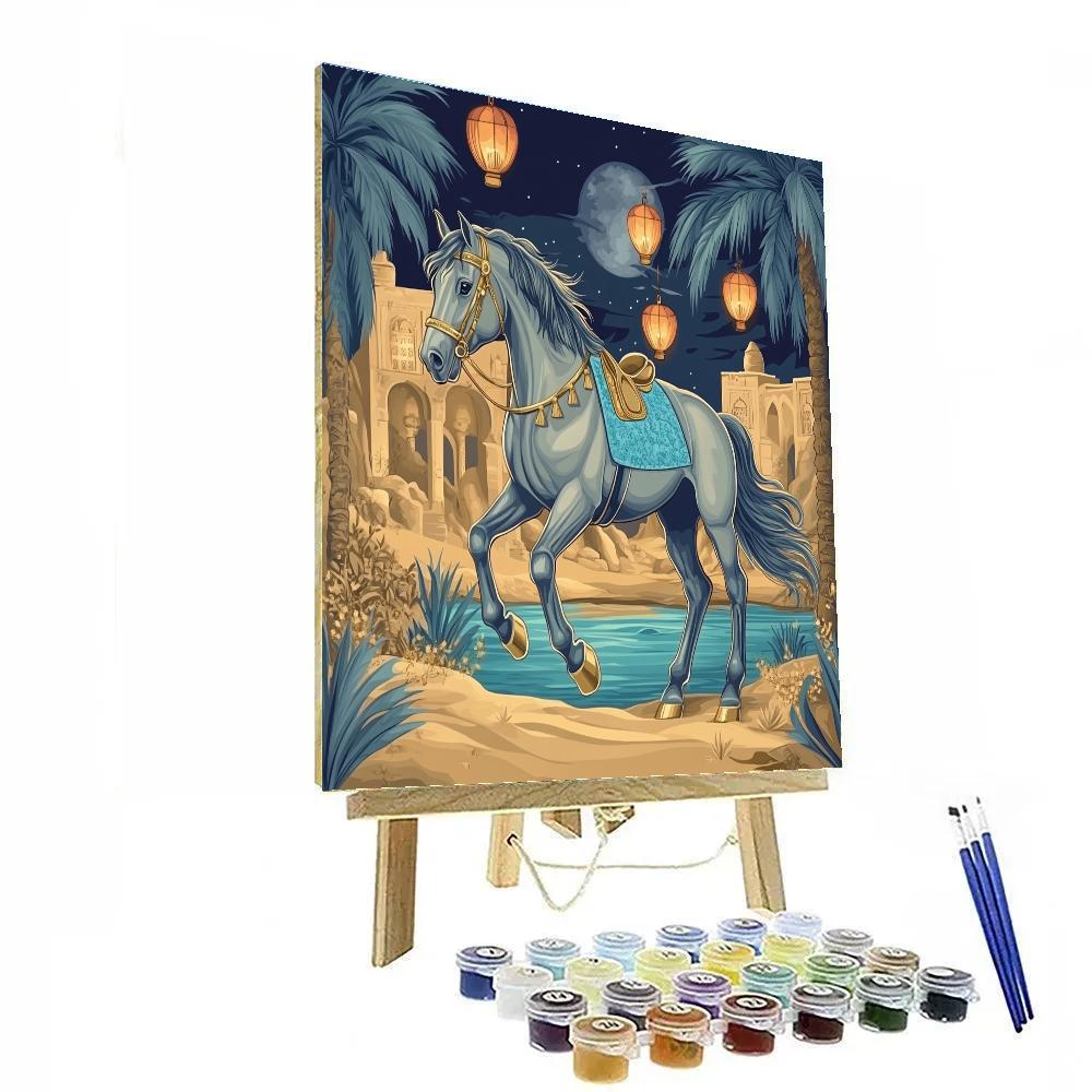 Lantern Procession Horse At Desert Oasis Paint by numbers kits