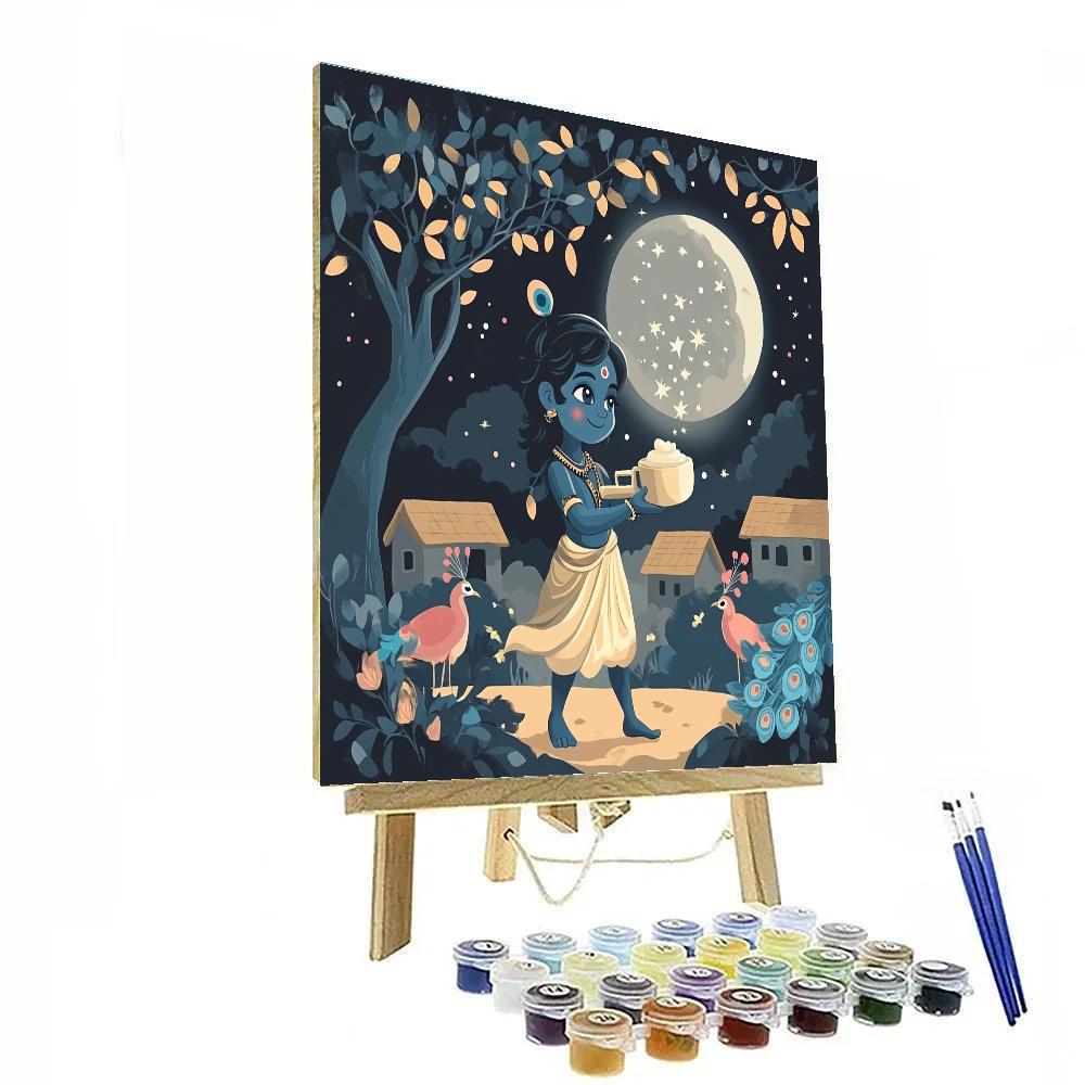 Krishna And The Moonlit Butter Constellations Paint by numbers kits