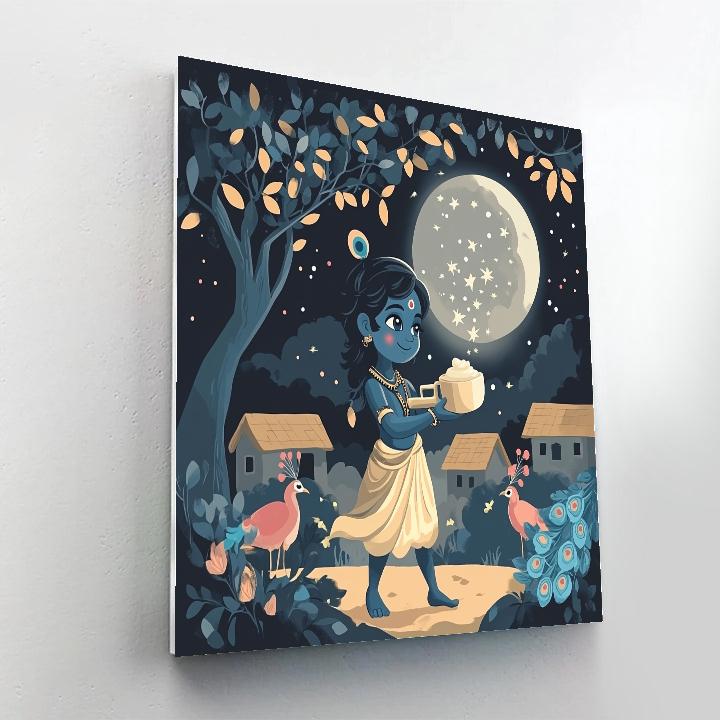 Krishna And The Moonlit Butter Constellations Paint by numbers kits