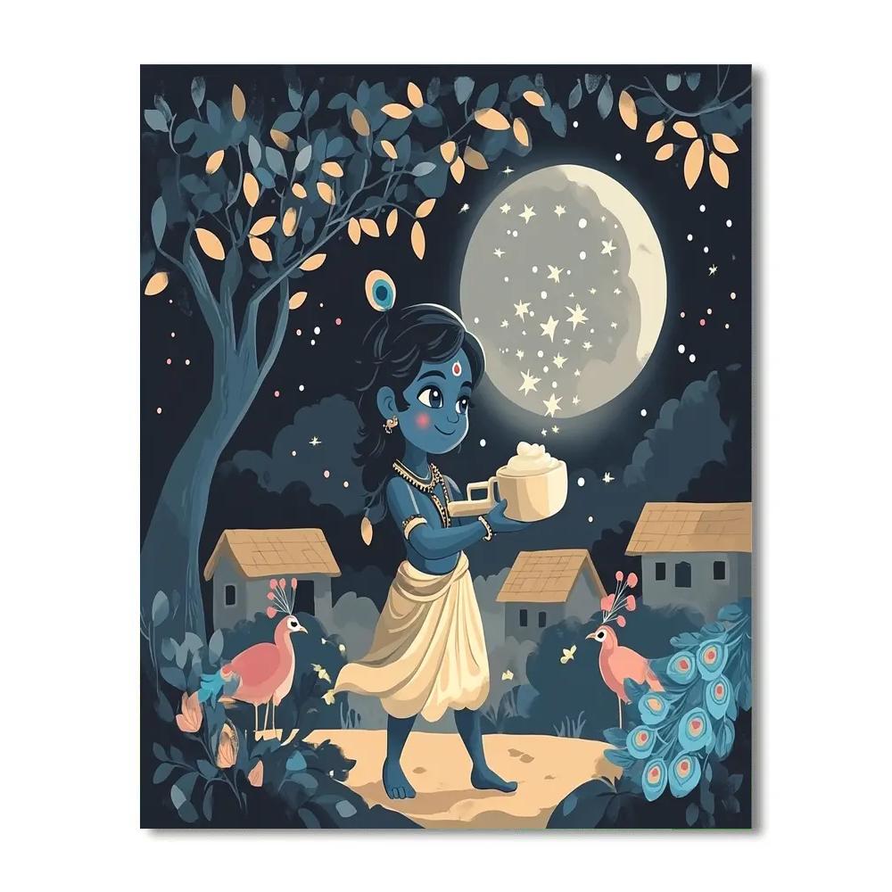 Krishna And The Moonlit Butter Constellations Paint by numbers kits