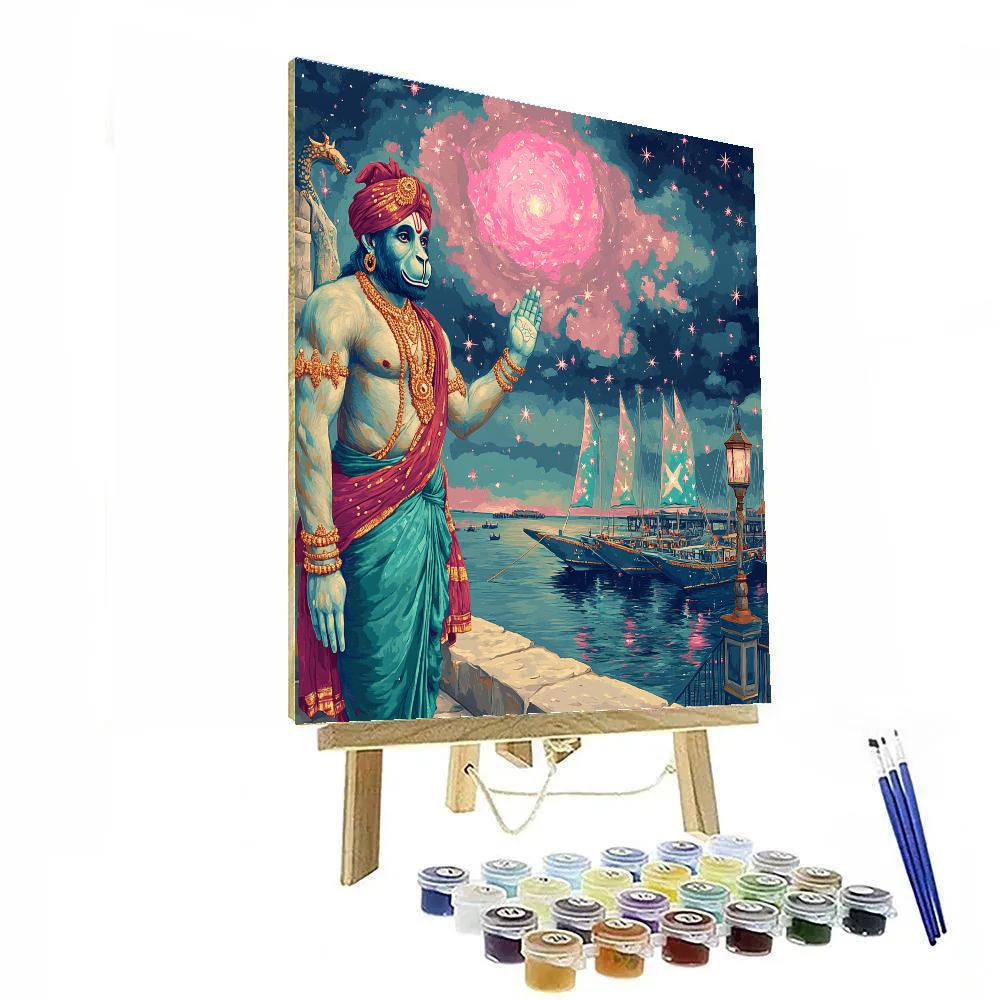 Hanuman Harbor Guardian Of Star Boats paint by color