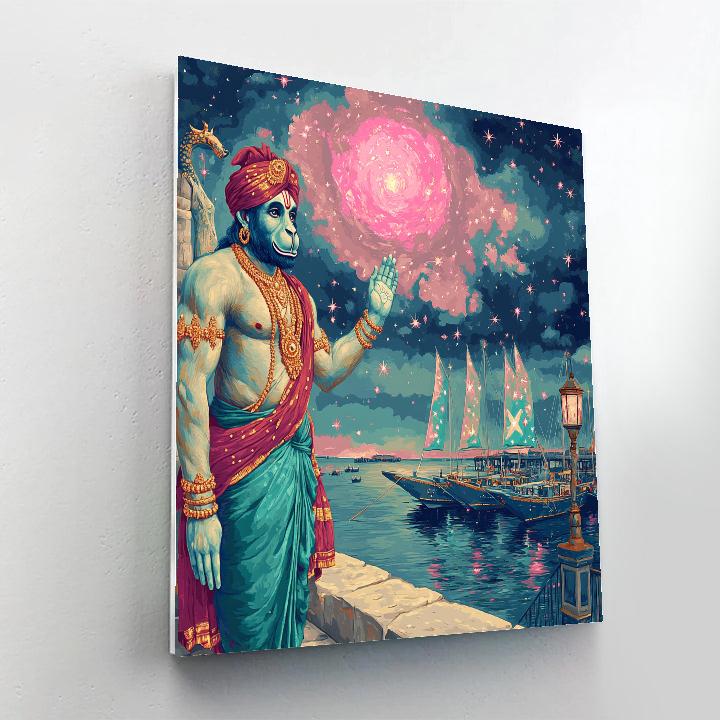 Hanuman Harbor Guardian Of Star Boats paint by color