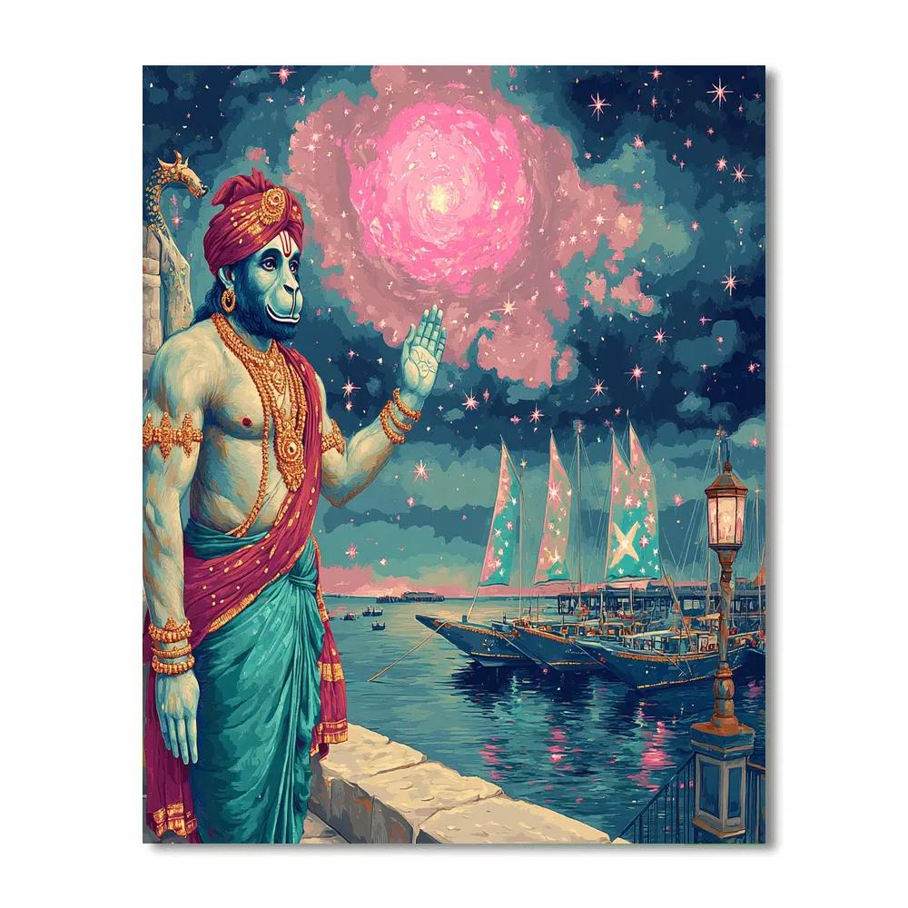 Hanuman Harbor Guardian Of Star Boats paint by color