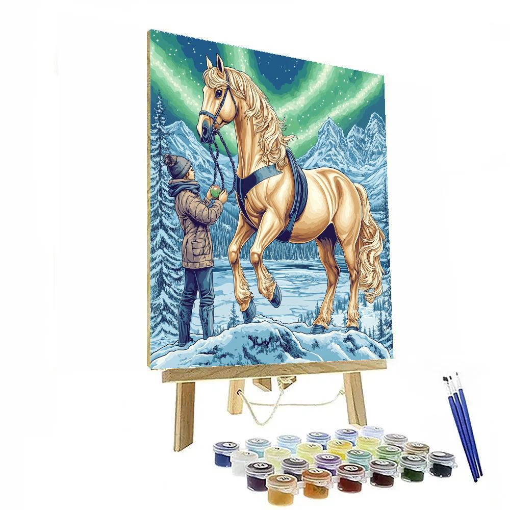 Fjord Aurora Horse Crafted Silhouette Painting by numbers kit