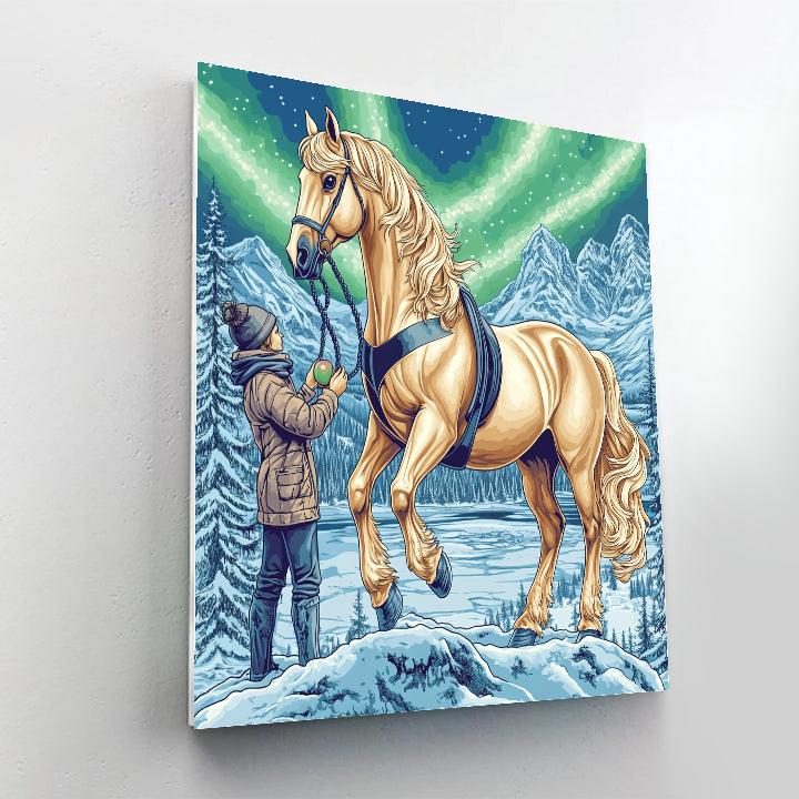 Fjord Aurora Horse Crafted Silhouette Painting by numbers kit