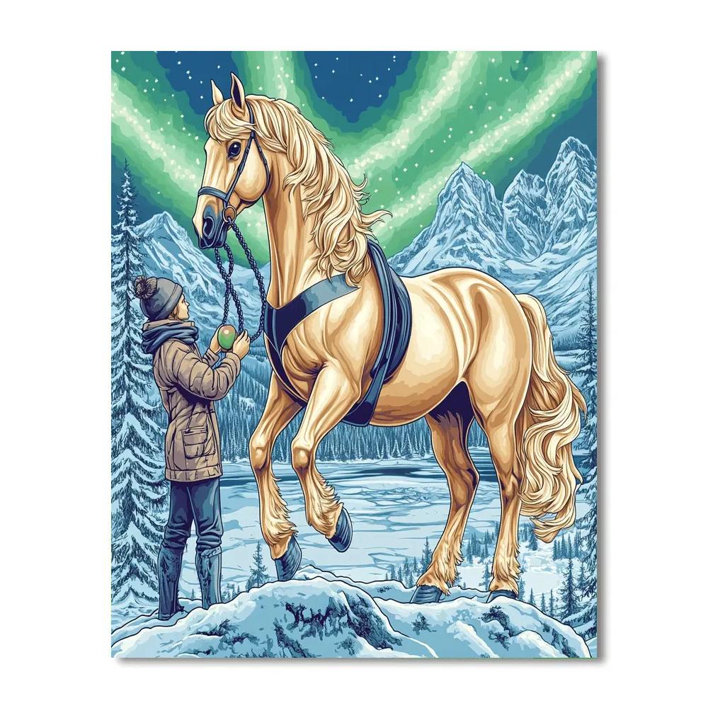 Fjord Aurora Horse Crafted Silhouette Painting by numbers kit