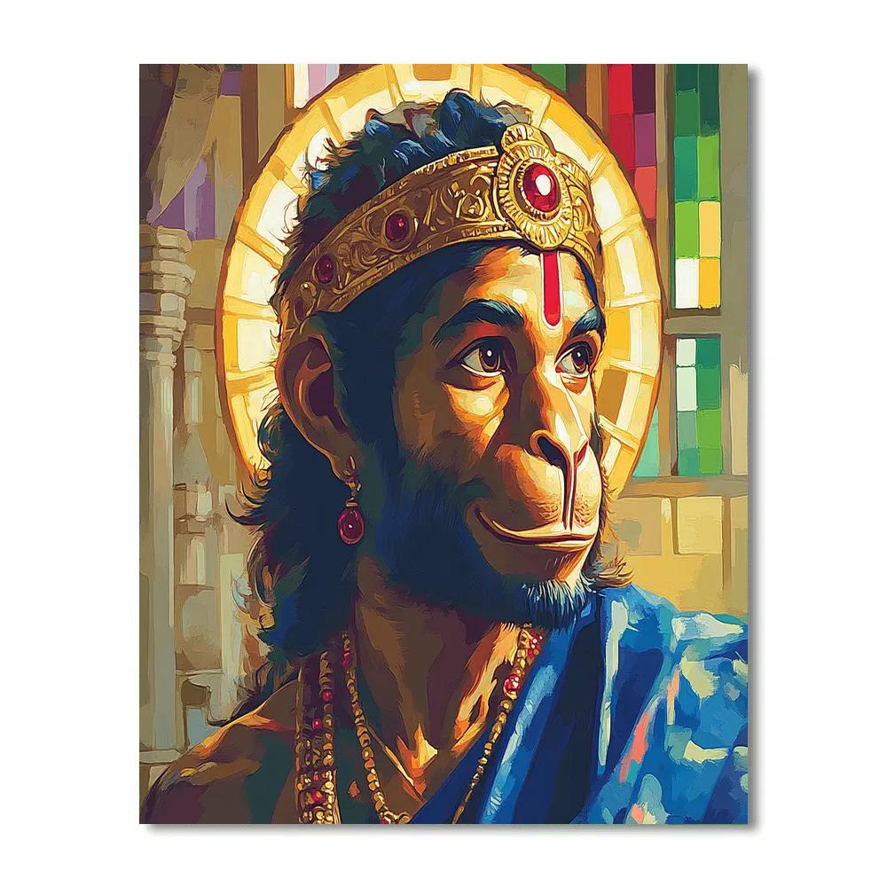 Hanuman Portrait In Prism Light Temple Painting by numbers kit