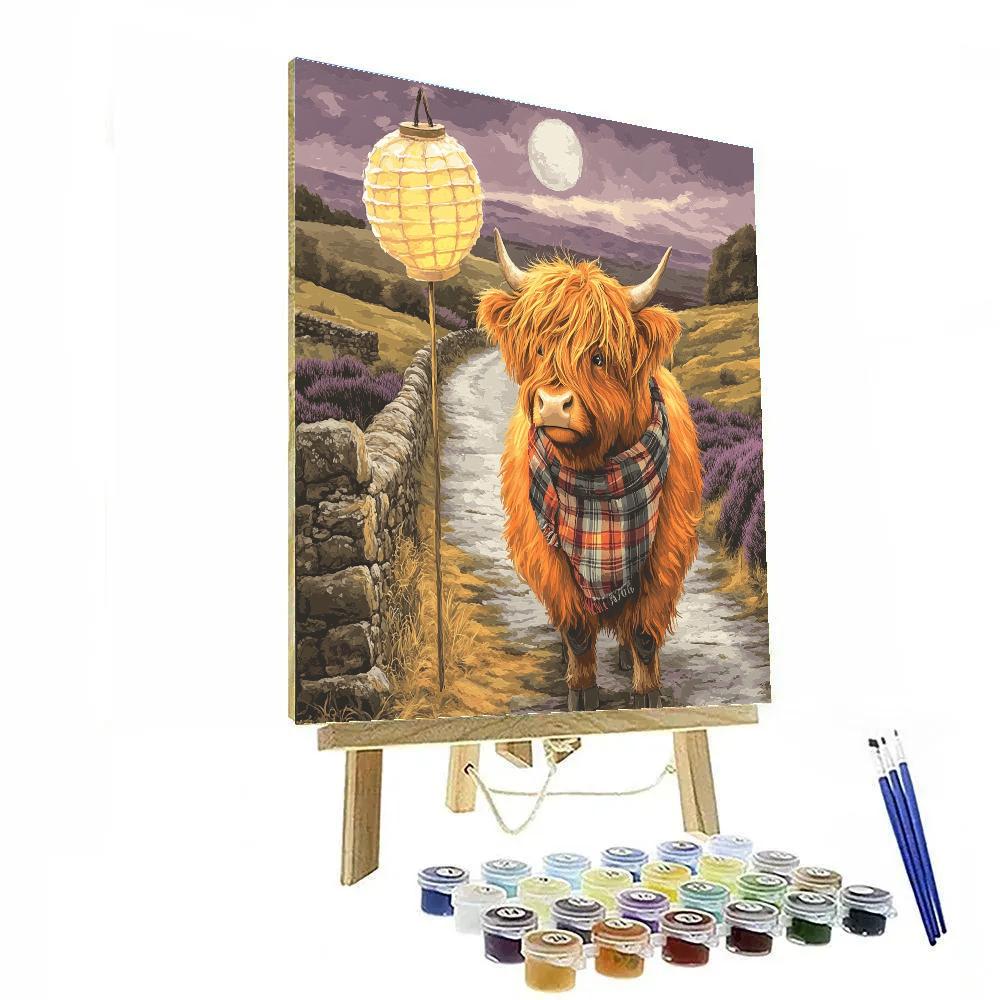 Highland Cow Lantern Parade At Dusk Paint by numbers kits