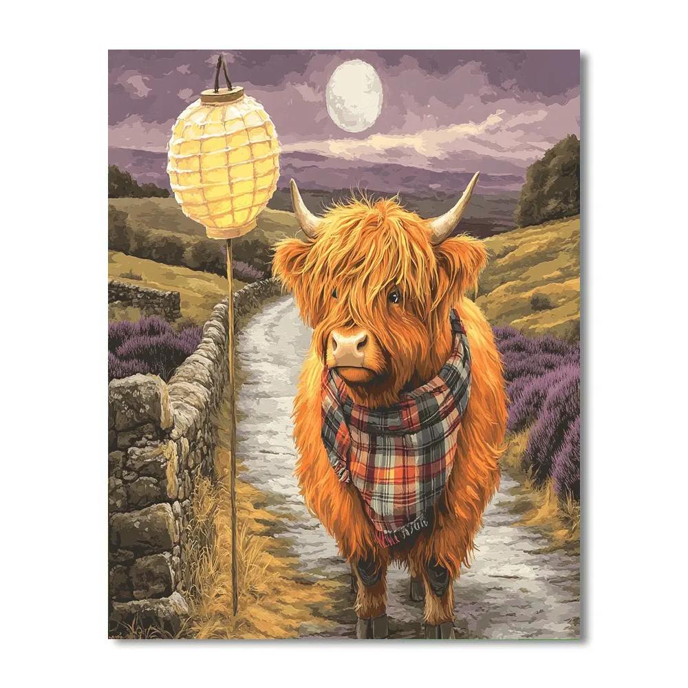 Highland Cow Lantern Parade At Dusk Paint by numbers kits