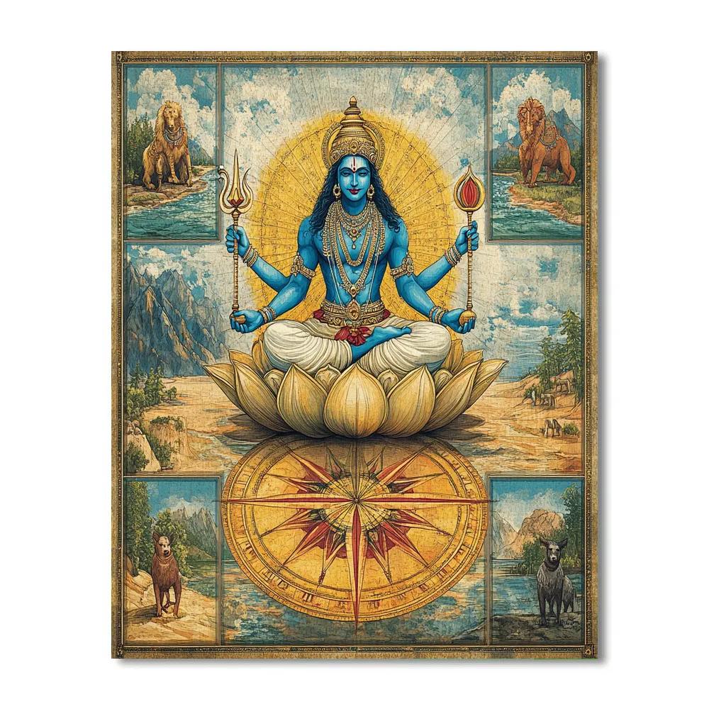 Vishnu Protecting The Four Directions Mandala painting number kit