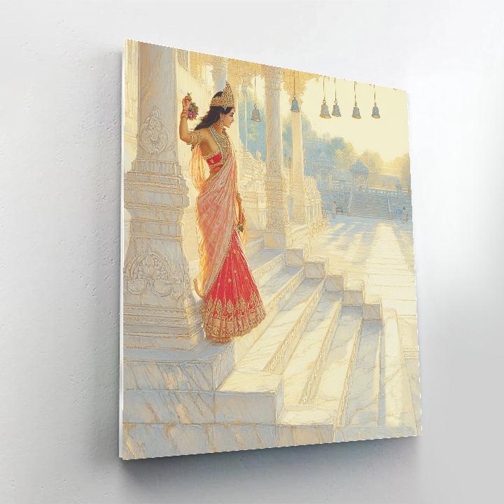 Parvati In The Marble Lotus Stairway Number painting
