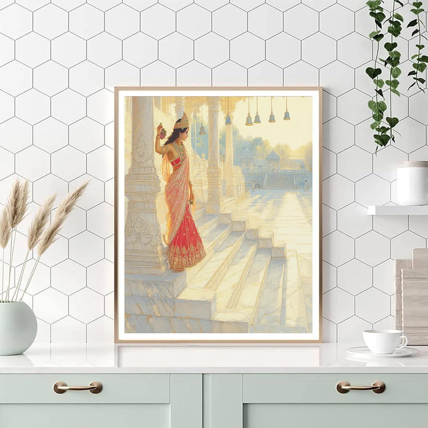 Parvati In The Marble Lotus Stairway Number painting