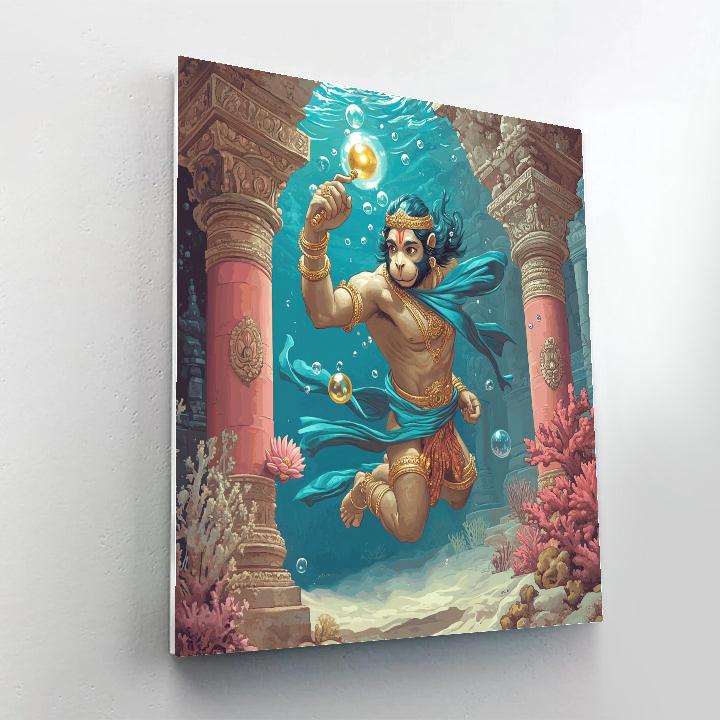 Hanuman Underwater Temple In The Coral Nebula Number painting