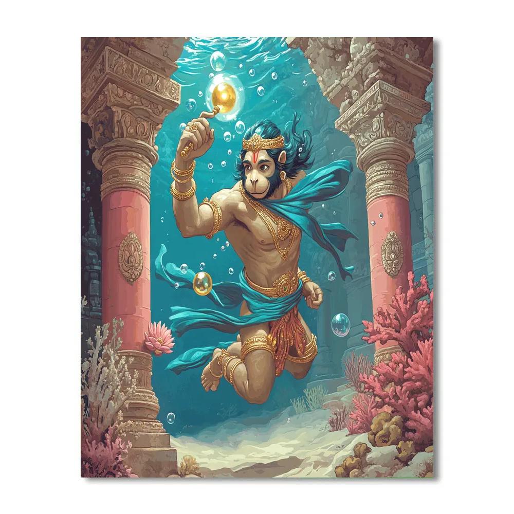 Hanuman Underwater Temple In The Coral Nebula Number painting