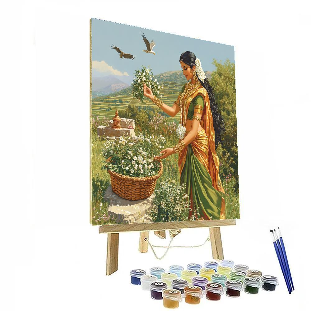 Parvati With A Basket Of Sacred Herbs Paint by numbers art