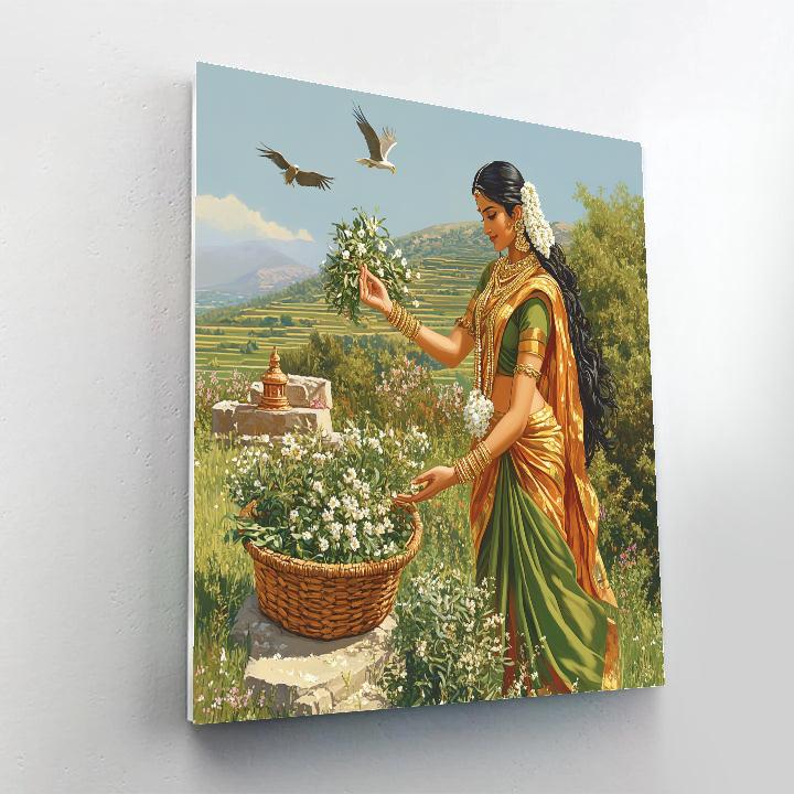 Parvati With A Basket Of Sacred Herbs Paint by numbers art