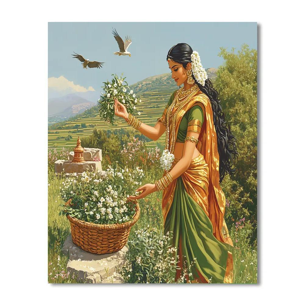 Parvati With A Basket Of Sacred Herbs Paint by numbers art