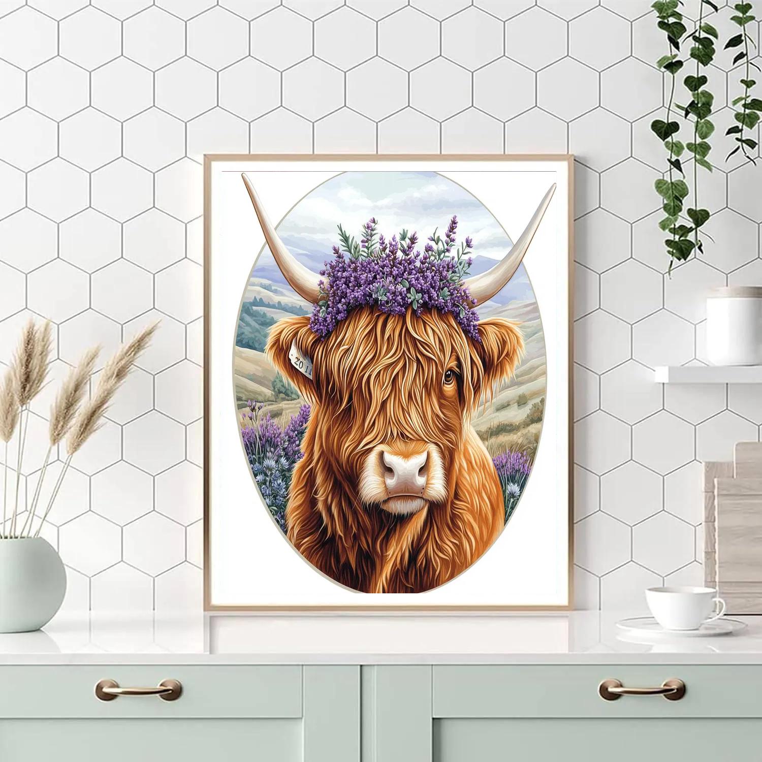Heather Crowned Highland Cow Portrait Paint by numbers kits