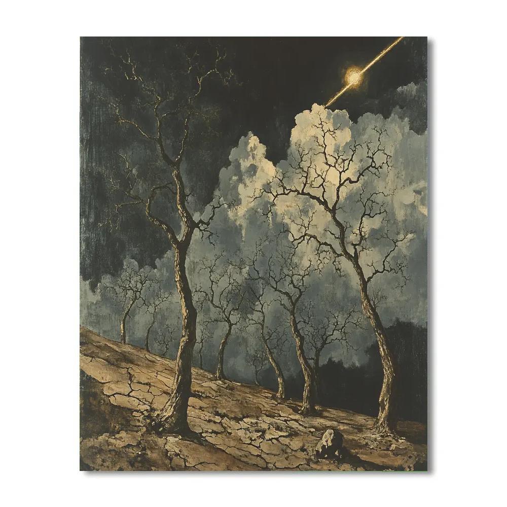 Francisco Goya Inspired Comet Light In A Withered Orchard paint by color