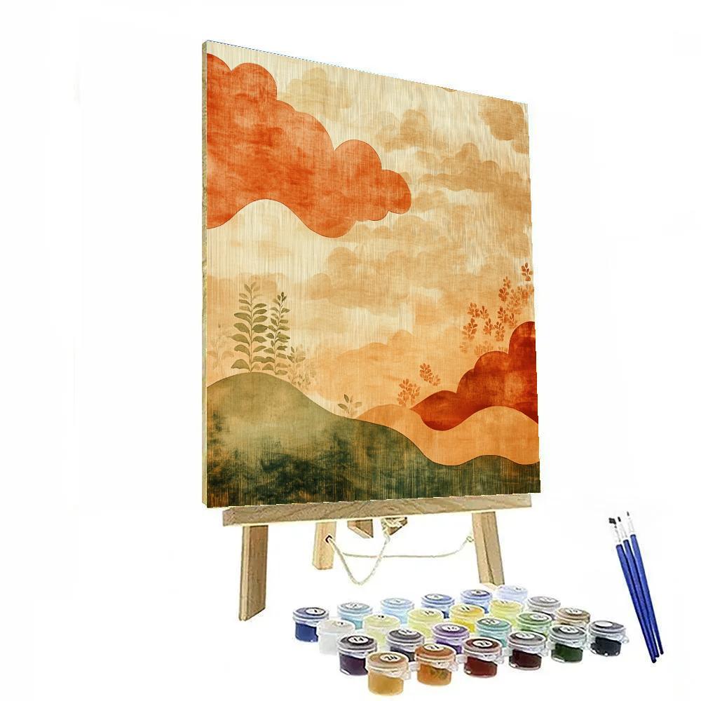 Nandalal Bose Inspired Monsoon Raga Of Terracotta Clouds paint by number