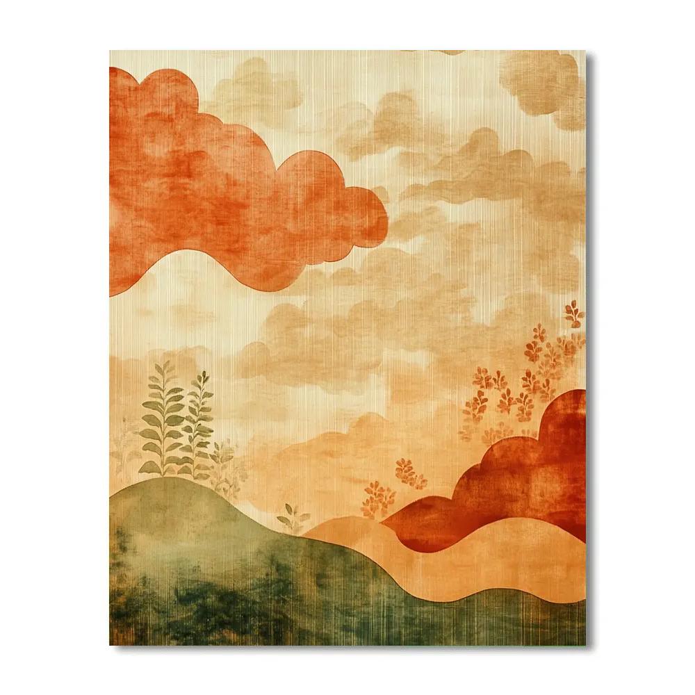 Nandalal Bose Inspired Monsoon Raga Of Terracotta Clouds paint by number