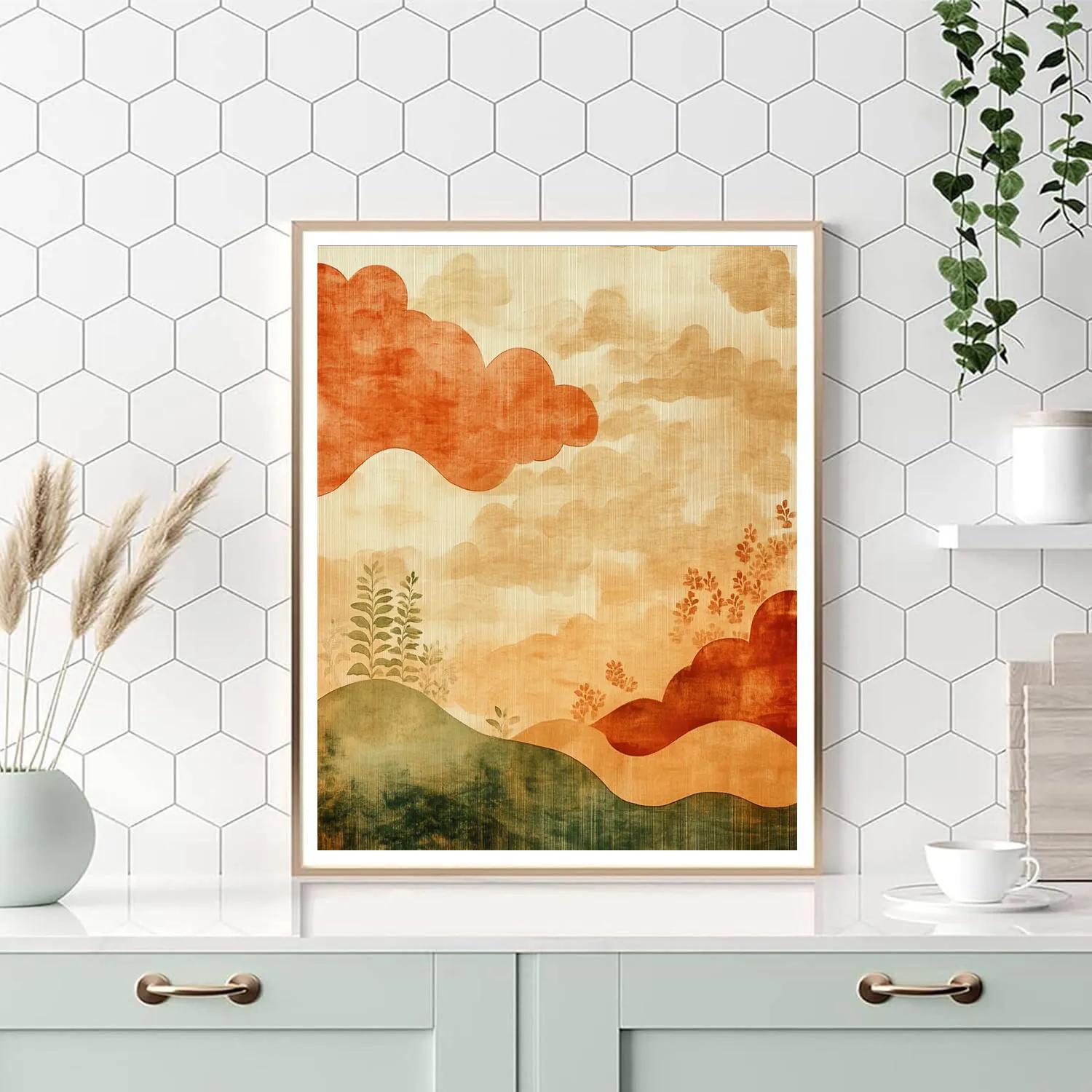 Nandalal Bose Inspired Monsoon Raga Of Terracotta Clouds paint by number