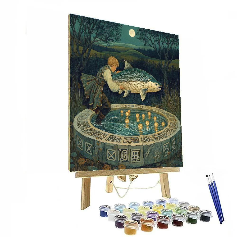 Salmon Of Wisdom In Celtic Moonpool DIY paint by numbers