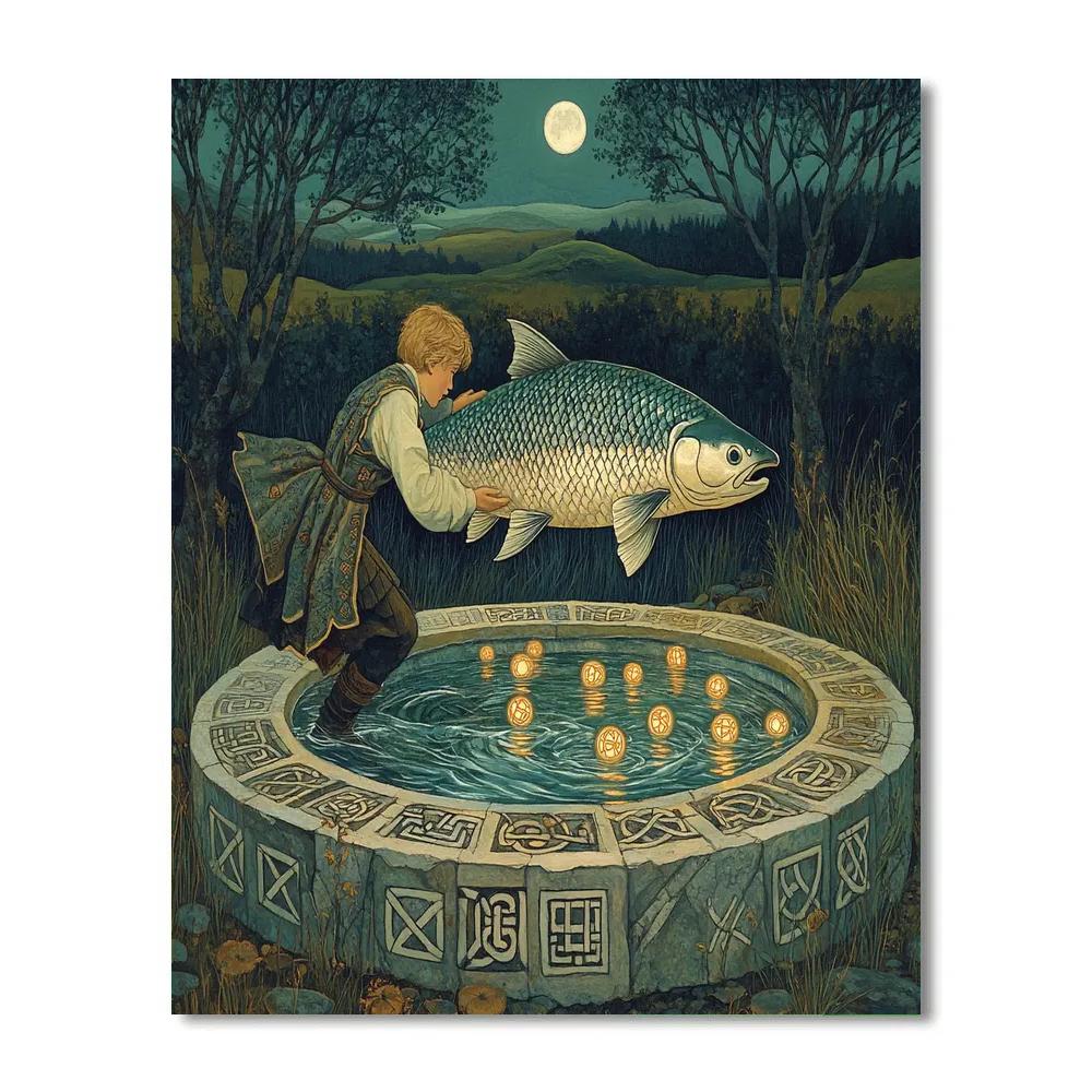 Salmon Of Wisdom In Celtic Moonpool DIY paint by numbers