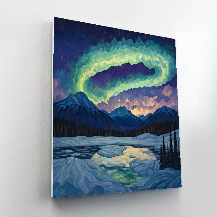 Frederick Varley Inspired Aurora Breaking Over Granite Range DIY paint by numbers