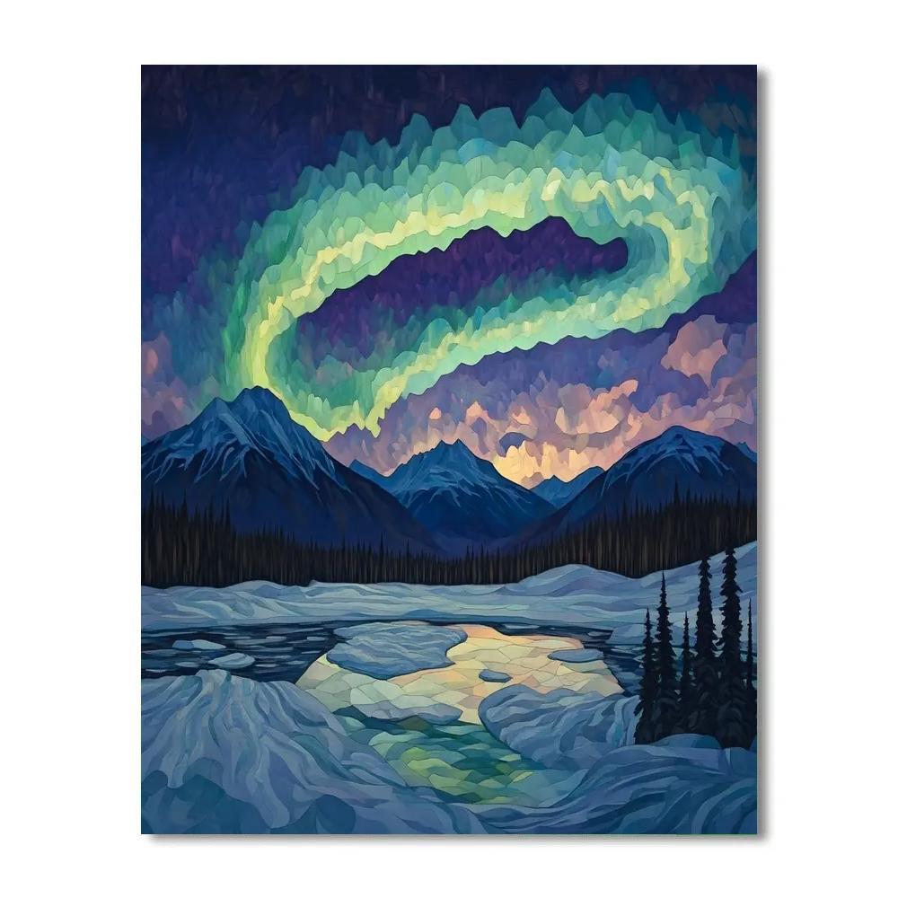 Frederick Varley Inspired Aurora Breaking Over Granite Range DIY paint by numbers