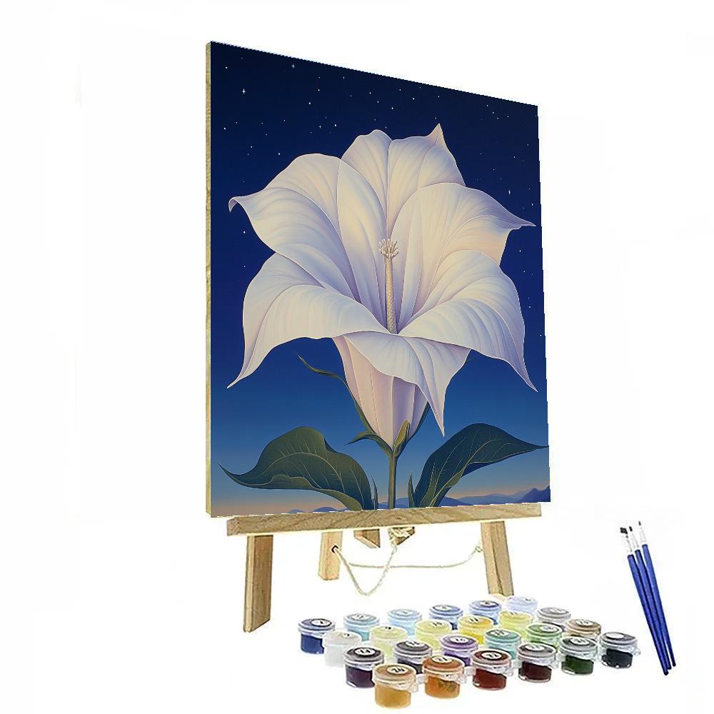 Georgia O’Keeffe Inspired Moonlit Datura And Indigo Sky DIY paint by numbers