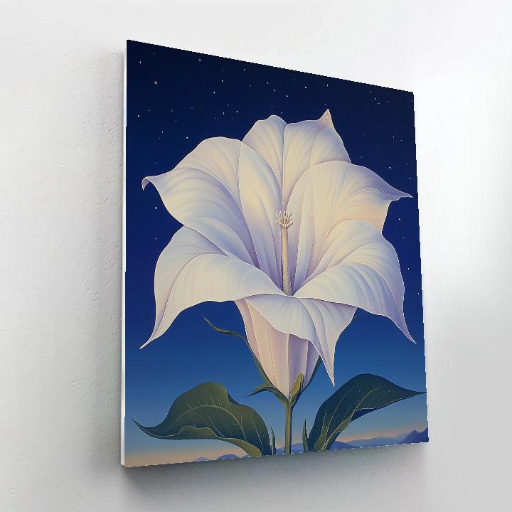Georgia O’Keeffe Inspired Moonlit Datura And Indigo Sky DIY paint by numbers
