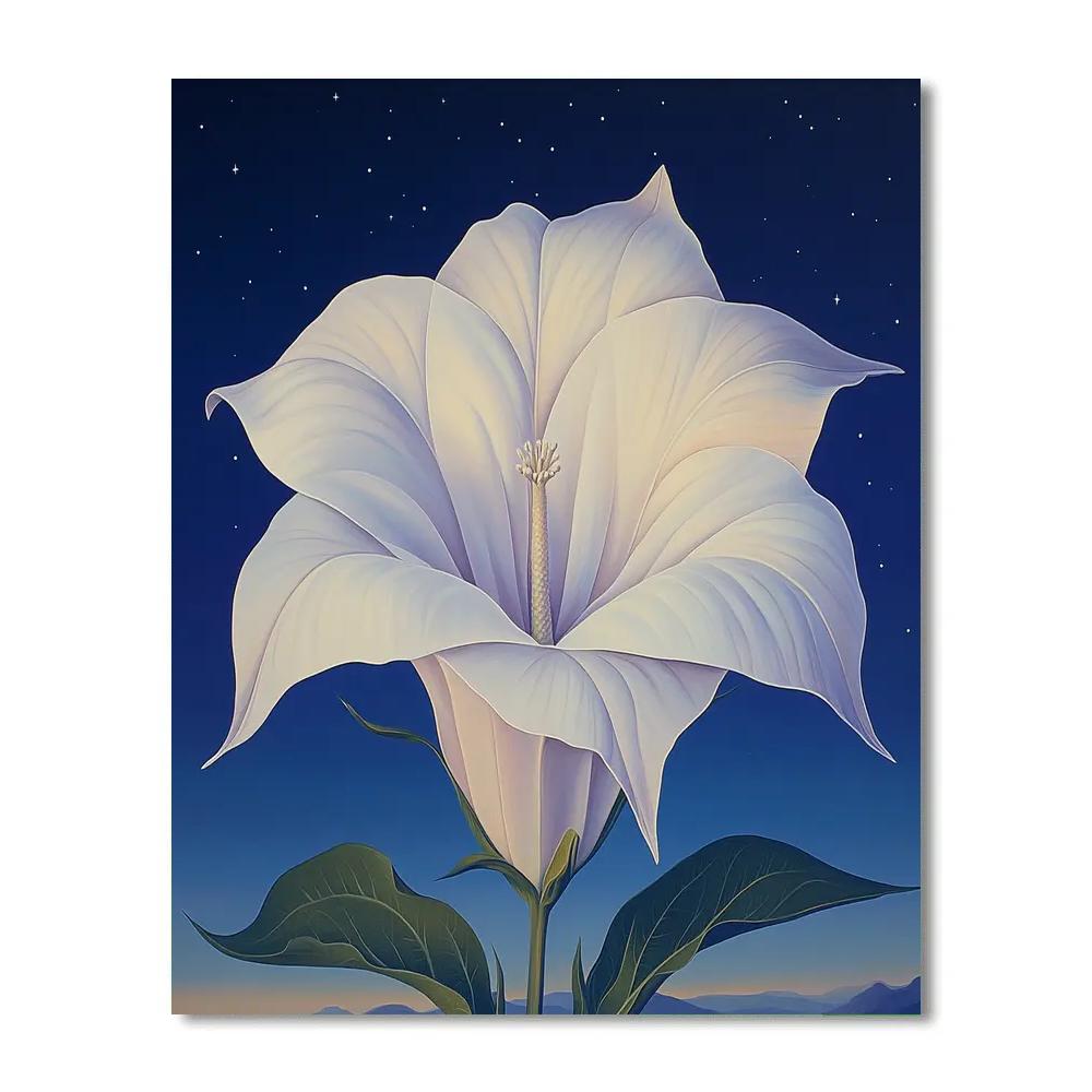 Georgia O’Keeffe Inspired Moonlit Datura And Indigo Sky DIY paint by numbers