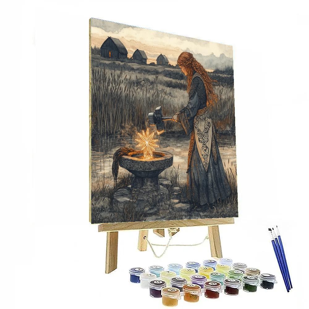 Knotwork Crowned Celtic Forge Of Brigid Paint by numbers kits