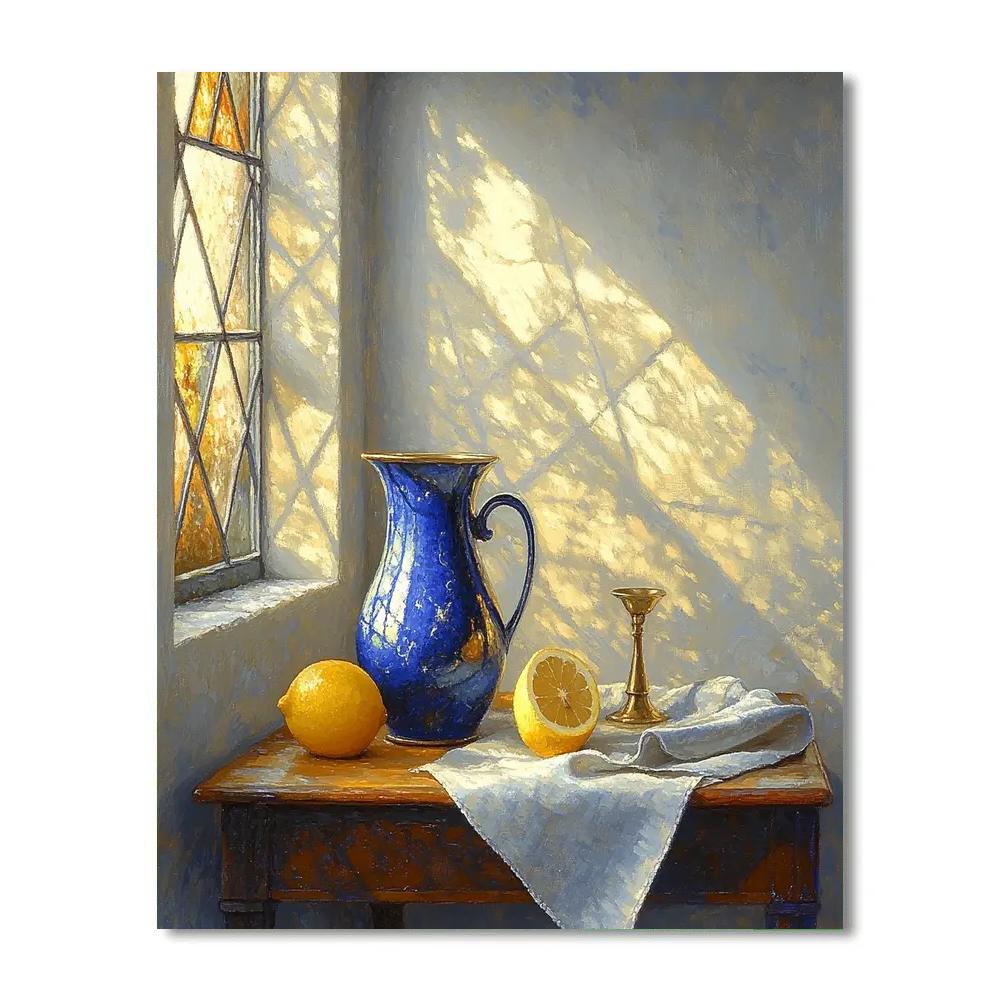 Johannes Vermeer Inspired Lapis Jug And Lemon In Windowlight Paint by numbers kits