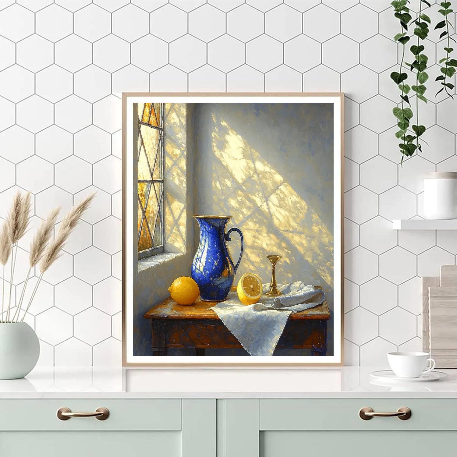Johannes Vermeer Inspired Lapis Jug And Lemon In Windowlight Paint by numbers kits