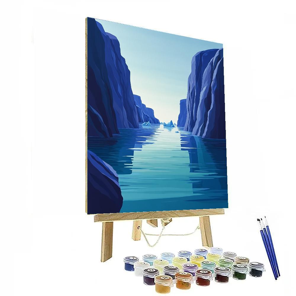 Lawren Harris Inspired Still Northern Fjord With Cerulean Light Bands Paint by numbers kits