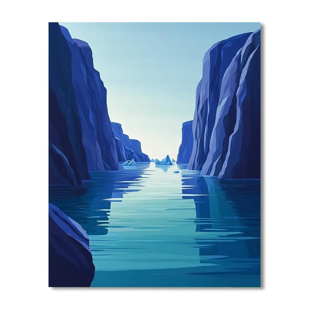 Lawren Harris Inspired Still Northern Fjord With Cerulean Light Bands Paint by numbers kits
