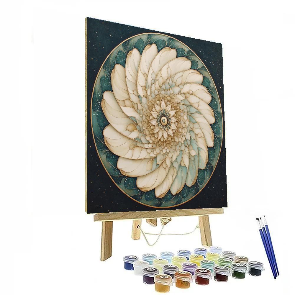 Alphonse Mucha Inspired Celestial Tides Mandala Number painting