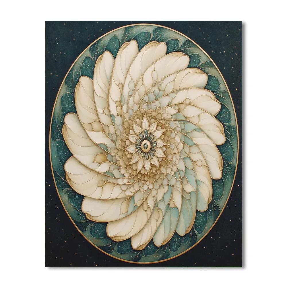 Alphonse Mucha Inspired Celestial Tides Mandala Number painting