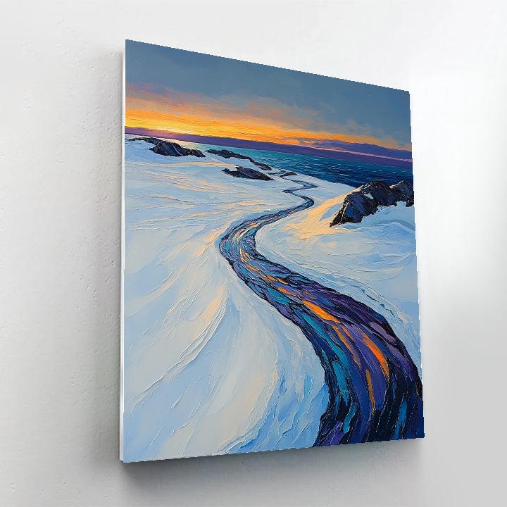 A.Y. Jackson Inspired Arctic Indigo Snowfields With Ember Light Painting by numbers kit