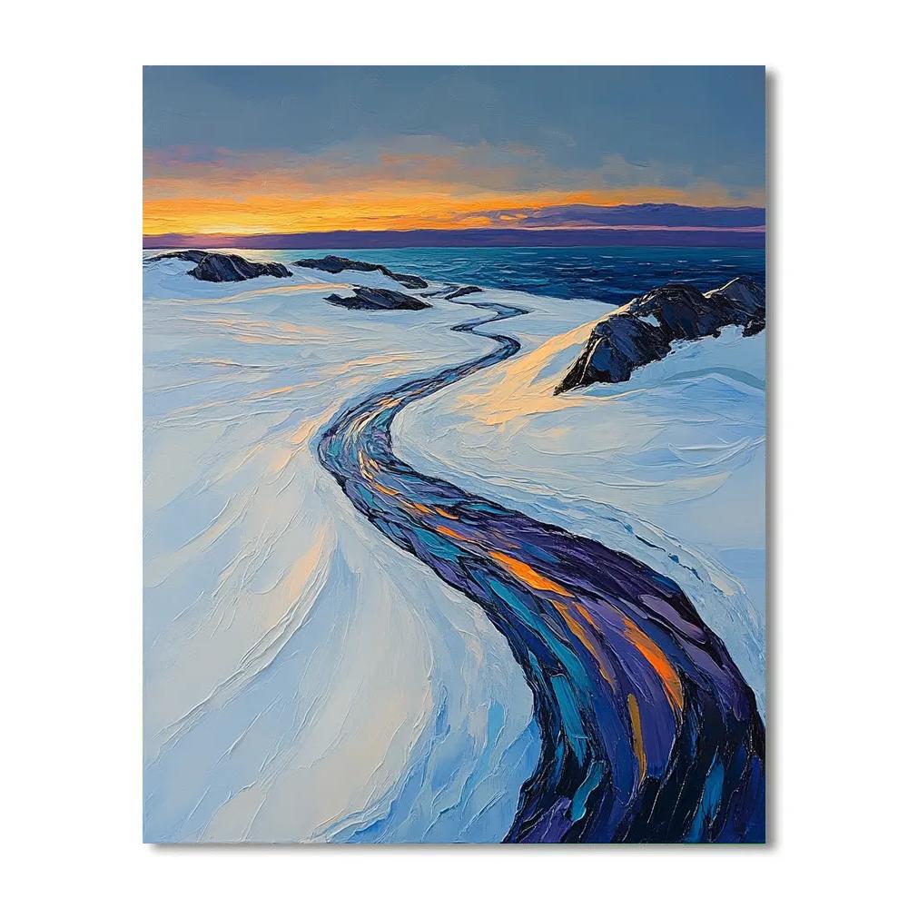 A.Y. Jackson Inspired Arctic Indigo Snowfields With Ember Light Painting by numbers kit